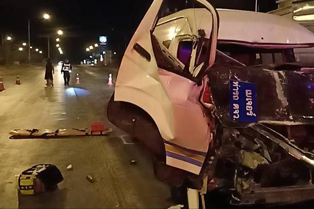 12 Cambodians, van driver injured in crash
