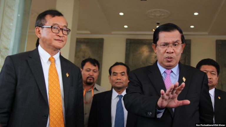 Hun Sen Vows to Arrest Sam Rainsy if He Returns, or Step Down As PM