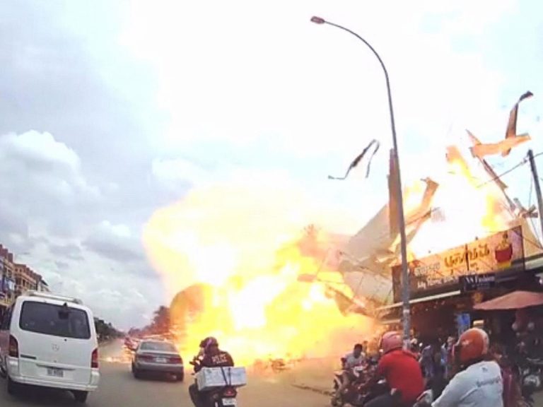 Cambodia explosion: British teacher among several injured as illegal petrol station bursts into flames