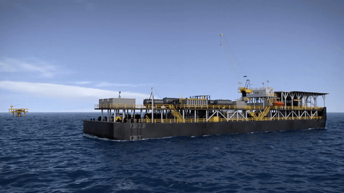 Quarters, helideck in place at offshore Cambodia oilfield barge