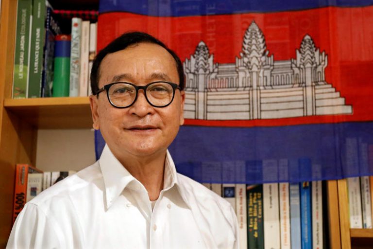 Sam Rainsy wanted posters on display along border
