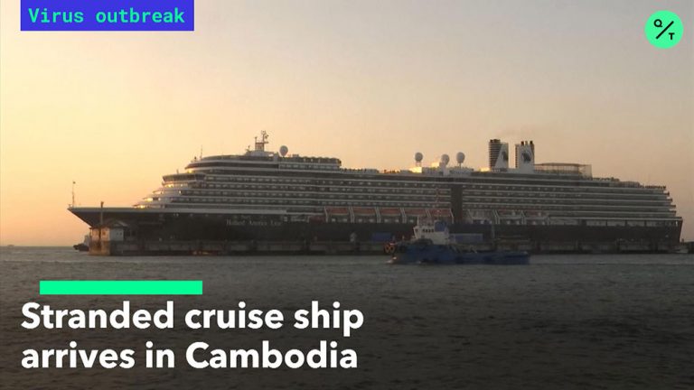 Stranded Cruise Arrives in Cambodia (video)