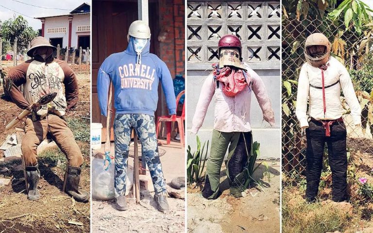 Gun-toting scarecrows pop up in rural Cambodia to ‘ward off’ Covid-19