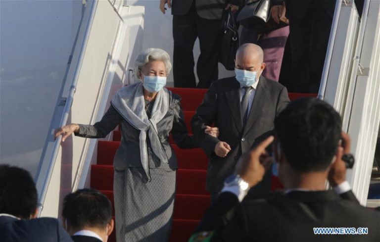 Cambodian king, queen mother return home after routine medical checkups in China