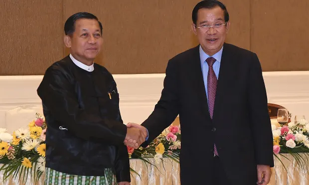 Cambodian PM Hun Sen’s visit with Myanmar military chief sparks protests