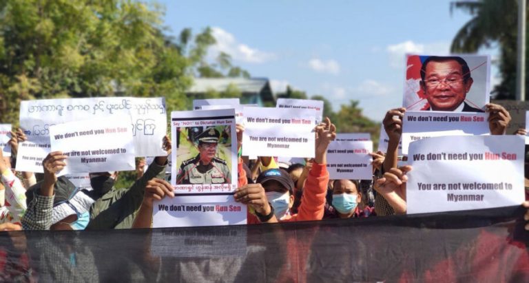 Cambodian Leader Draws People’s Fury as He Arrives in Junta-Ruled Myanmar