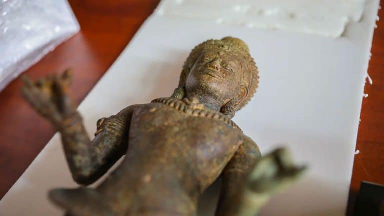 Looted relics returned to Cambodia receive monks’ blessings