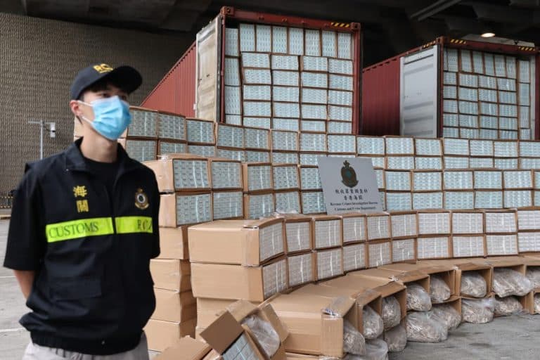 Hong Kong customs officials seize black market cigarettes worth HK$62 million from cargo ship